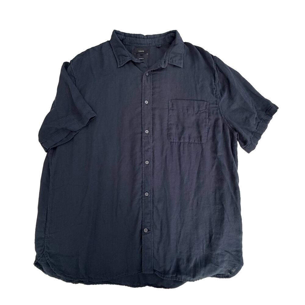 VINCE Men's Soft Double Ply 100% Cotton Navy Button Down Shirt XXL